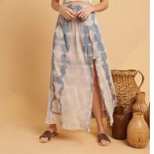 🔥SALE NWT ZLeurope blue Maxi Skirt Boho Beach Resort Tie Dye Fringe size L & M